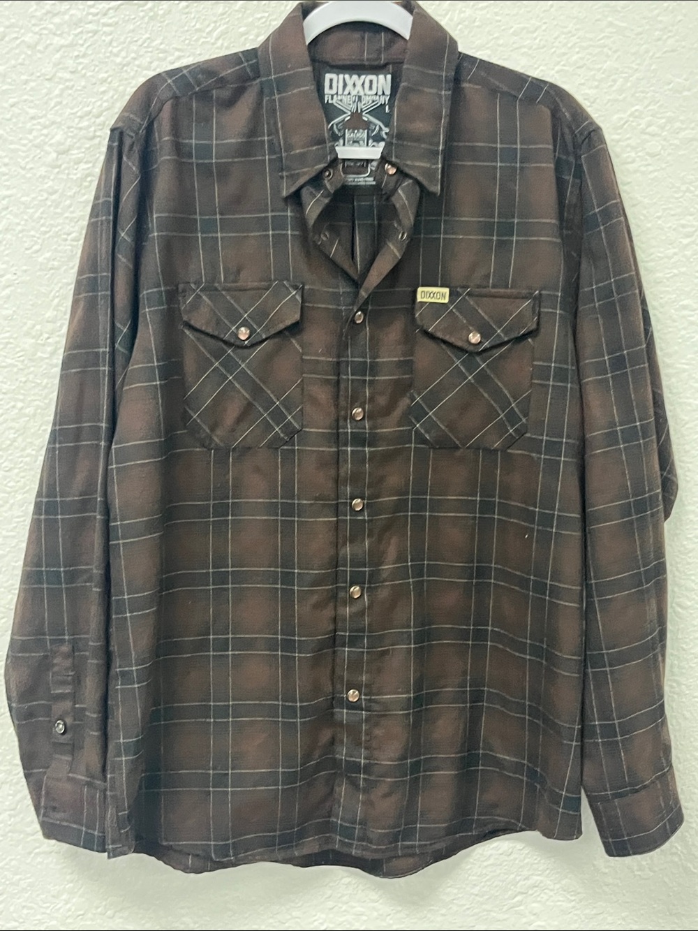 DIXXON “The Calico” Brown and Black Plaid Snap-Front Work Shirt #1096